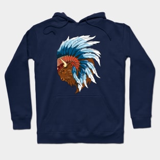 Buffalo head with indian headdress Hoodie